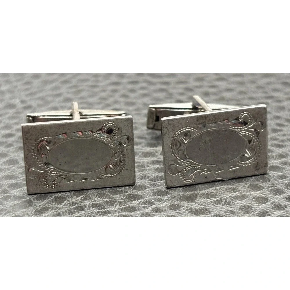Vintage Art Deco 925 Sterling Silver Ornate Cufflinks